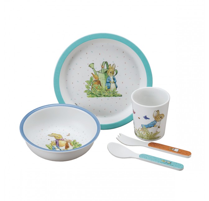 Vaisselle pour enfants lapin, assiette et cuillère en bambou, couverts  d'apprentissage assiettes avec compartiment, avec ventouse, bambou :  style assiette et cuillère lièvre